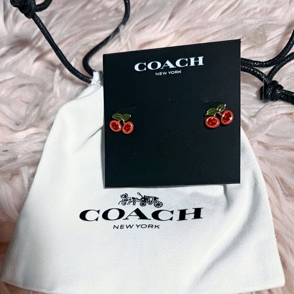 Coach GT Red Cherry Stud Earrings NWOT